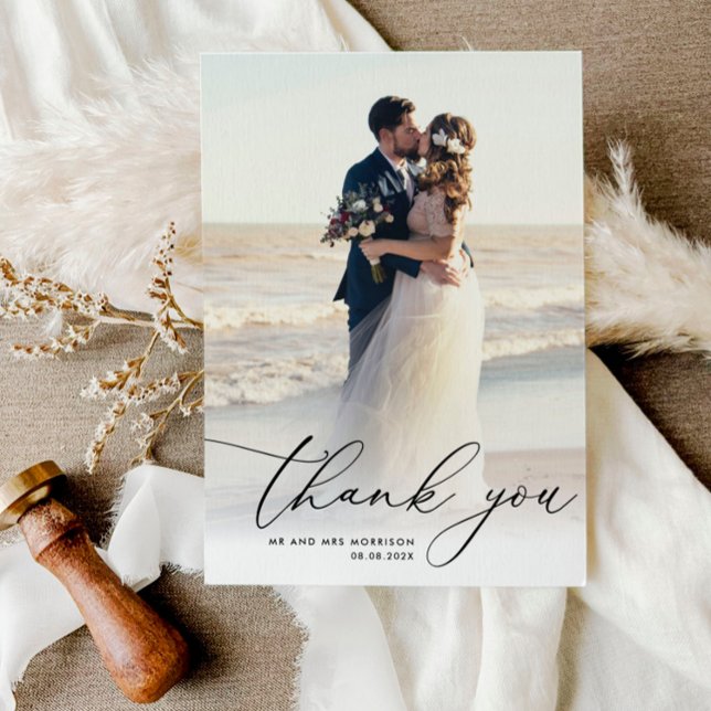 Tarjeta De Agradecimiento boda fotográfico simple y moderno gracias (Subido por el creador)