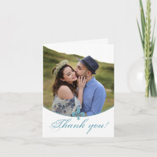 Tarjeta De Agradecimiento Boda fotográfico verde azulado Fleur de Lis Gracia