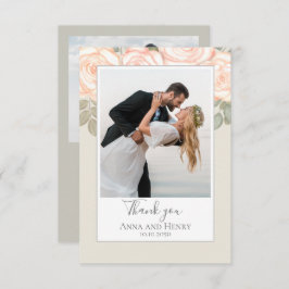 Tarjeta De Agradecimiento Boda fotográfico verde sabio Personalizado Rubor F
