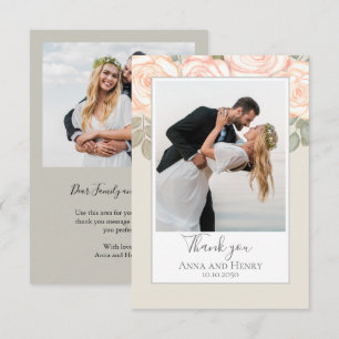 Tarjeta De Agradecimiento Boda fotográfico verde sabio Personalizado Rubor F