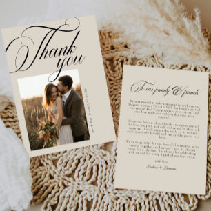Tarjeta De Agradecimiento Boda fotográfico Vintage Simple Elegante