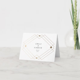 Tarjeta De Agradecimiento Boda Gatsby de Decoro Geométrico Blanco Diamante O