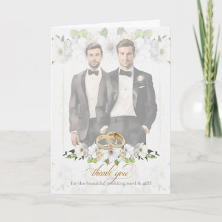 Tarjeta De Agradecimiento Boda Gay Dos Novios Blank Vintage