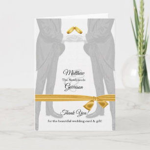 Tarjeta De Agradecimiento Boda Gay Dos Novios Vintage En Blanco