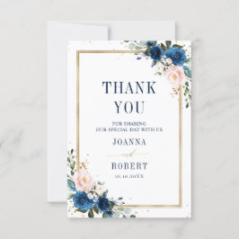 Tarjeta De Agradecimiento Boda geométrica boho rosa pink azul marino