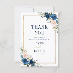 Tarjeta De Agradecimiento Boda geométrica boho rosa pink azul marino