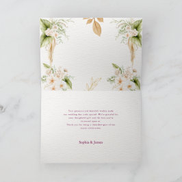 Tarjeta De Agradecimiento Boda geométrica floral dorada con rubor