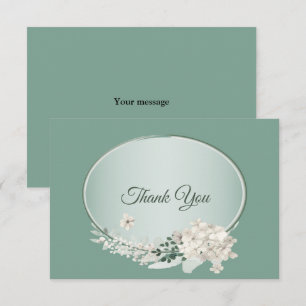 Tarjeta De Agradecimiento Boda geométrica floral verde jazmín blanco