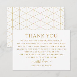 Tarjeta De Agradecimiento Boda geométrica simple. Moderno elegante limpio
