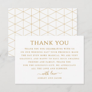 Tarjeta De Agradecimiento Boda geométrica simple. Moderno elegante limpio