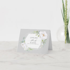 Tarjeta De Agradecimiento Boda geométrico de la vegetación floral blanca Gra
