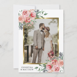 Tarjeta De Agradecimiento Boda geométrico de oro floral moderno FOTO