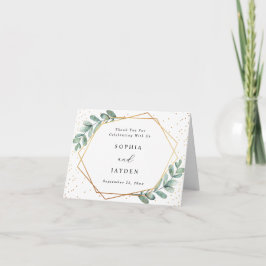 Tarjeta De Agradecimiento Boda geométrico Eucalyptus Gold