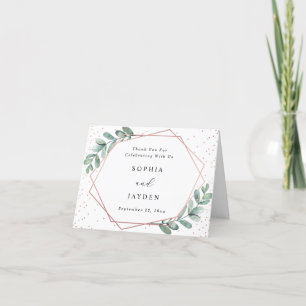 Tarjeta De Agradecimiento Boda geométrico Eucalyptus Rosa Gold