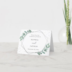 Tarjeta De Agradecimiento Boda geométrico Eucalyptus Silver