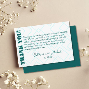 Tarjeta De Agradecimiento Boda Geométrico Moderno Ecológico Esmeralda