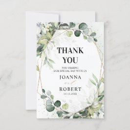 Tarjeta De Agradecimiento Boda geométrico moderno Eucalyptus Sage Greenery