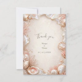 Tarjeta De Agradecimiento Boda glamour Romance Perla de Lujo Concha del Mar