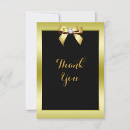 Tarjeta De Agradecimiento Boda Glamurosa Arco Dorado y Negro