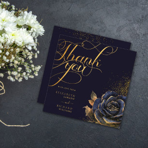 Tarjeta De Agradecimiento Boda Glitter Rosa Gótico Oscuro