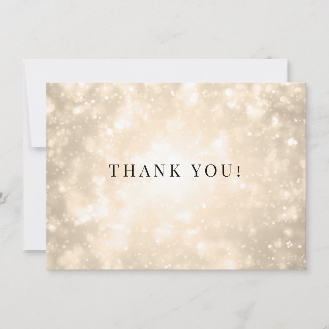 Tarjeta De Agradecimiento Boda Gold Champagne Bokeh (Anverso)