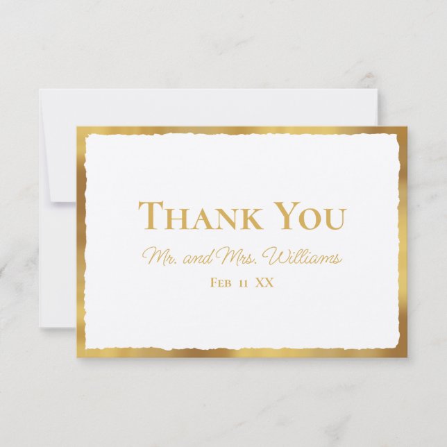 Tarjeta De Agradecimiento Boda Gold Edge con elegancia audaz (Anverso)