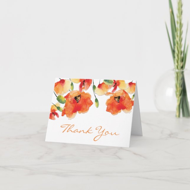 Tarjeta De Agradecimiento Boda Golden Poppy de verano (Anverso)