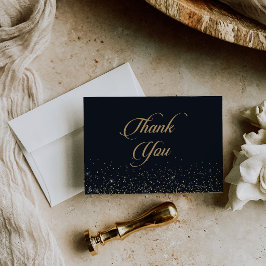 Tarjeta De Agradecimiento Boda Gorda Confeti Caligrafía Clásica Dorada