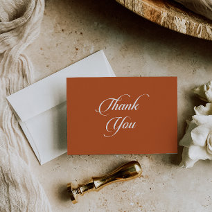 Tarjeta De Agradecimiento Boda Gorda de Terracota Clásica Caligrafía
