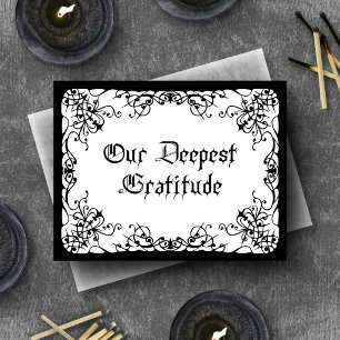 Tarjeta De Agradecimiento Boda Gótica Blanco y Negro