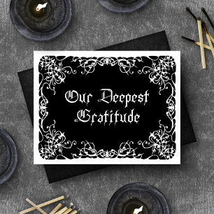 Tarjeta De Agradecimiento Boda Gótica Blanco y Negro