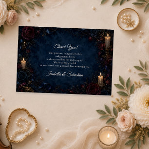 Tarjeta De Agradecimiento Boda gótica con velas