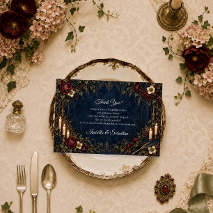 Tarjeta De Agradecimiento Boda gótica con velas