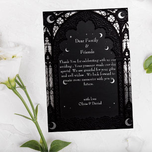 Tarjeta De Agradecimiento Boda Gótica de Encaje Catedral Celestial de Lujo