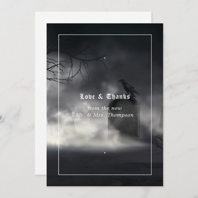 Tarjeta De Agradecimiento Boda Gótica Espeluznante (Anverso / Reverso)
