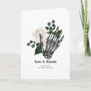 Tarjeta De Agradecimiento Boda Gótica Floral Blanca Rústica
