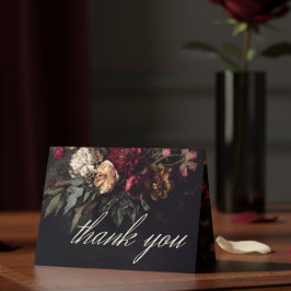 Tarjeta De Agradecimiento Boda gótica floral oscura romántica y temperamenta
