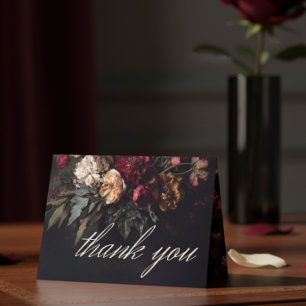 Tarjeta De Agradecimiento Boda gótica floral oscura romántica y temperamenta