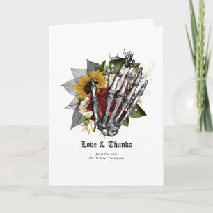 Tarjeta De Agradecimiento Boda gótica floral rústica de otoño