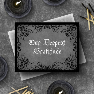 Tarjeta De Agradecimiento Boda Gótica Gris Negro