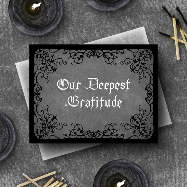 Tarjeta De Agradecimiento Boda Gótica Gris Negro (Subido por el creador)