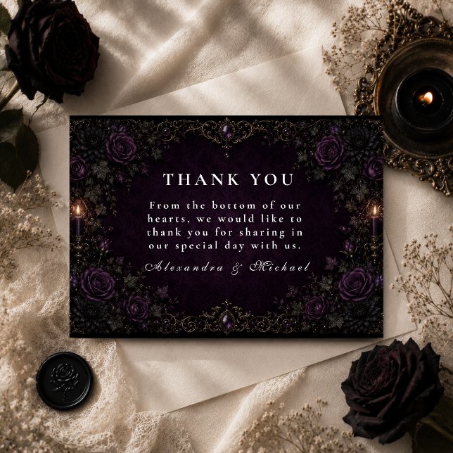 Tarjeta De Agradecimiento Boda Gótica Morada Encantada (Subido por el creador)