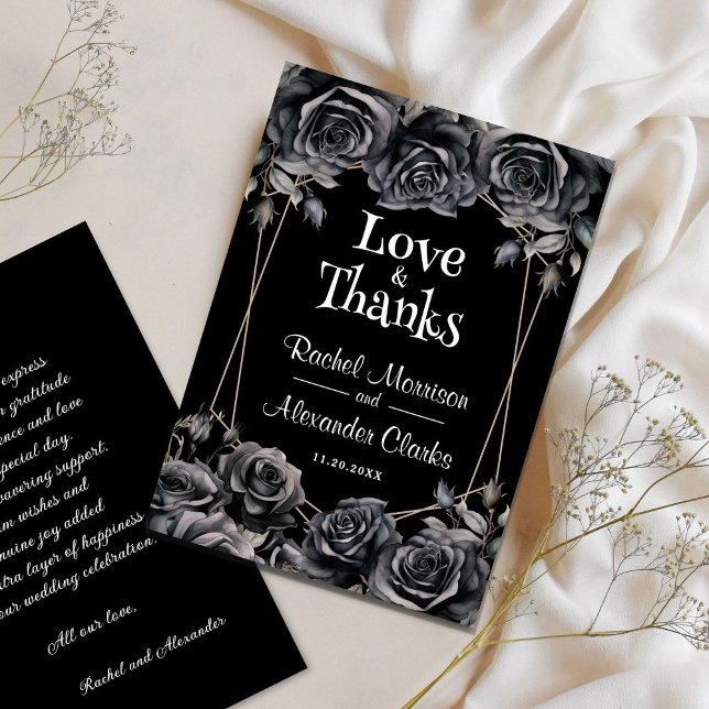 Tarjeta De Agradecimiento Boda Gótico Black Floral Halloween Gracias (Subido por el creador)