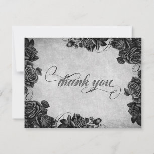 Tarjeta De Agradecimiento Boda gótico de Rosas negros