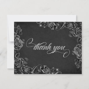 Tarjeta De Agradecimiento Boda gótico de Rosas negros