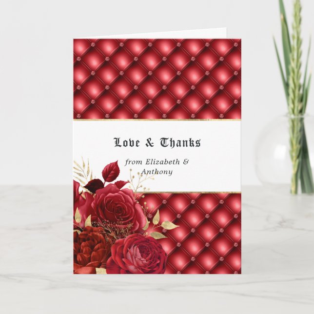 Tarjeta De Agradecimiento Boda gótico floral (Anverso)