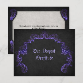 Tarjeta De Agradecimiento Boda gótico morado negro