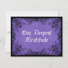 Tarjeta De Agradecimiento Boda gótico morado negro