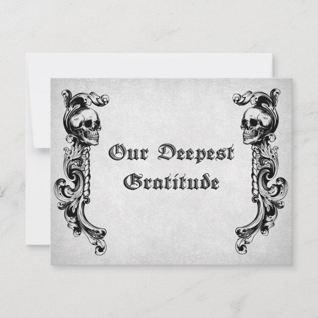 Tarjeta De Agradecimiento Boda gótico Skull (Anverso)