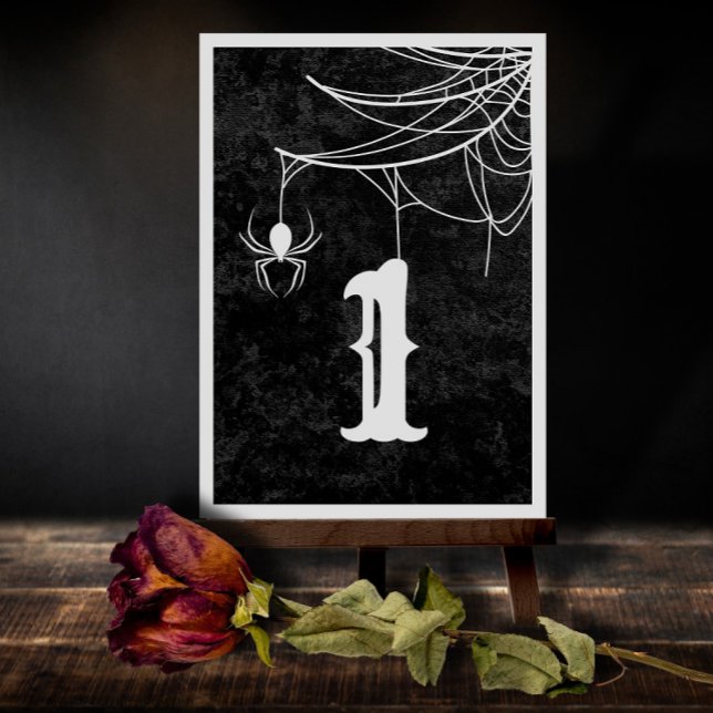 Tarjeta De Agradecimiento Boda gótico Spider Web Halloween Número de tabla (Subido por el creador)